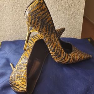 Animal Print, gold heel women's shoes